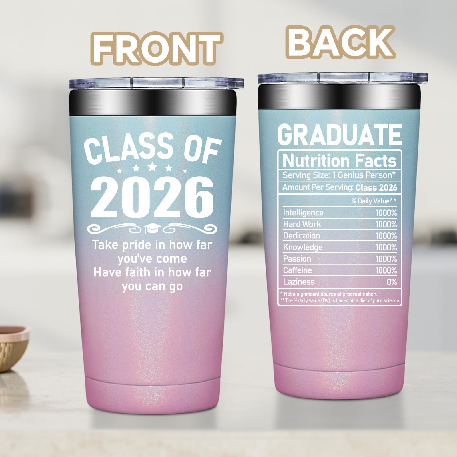 Fufandi Graduation Gifts - Class of 2026 Graduation Gift - College High School Graduations Gifts for Her - Congratulations Gift for Women - Tumbler Cup 20oz
