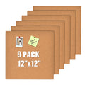 YCCYYCCY 30cm x 30cm Self-Adhesive Cork Borad, 4mm Thick Cork Boards for Walls, 9 Pack Bulletin Board, Cork Board Tiles for Office, Home, School(4mm,9P,CA)