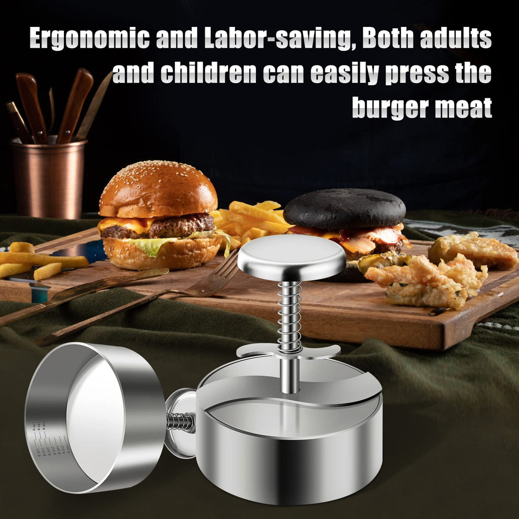 TIANTOU Burger Press, Adjustable Hamburger Meat Press, 304 Stainless Steel Non Stick Patty Press, BPA Free, Suitable for Beef, Burgers and Cooking, Ideal for BBQ and Homemade Hamburger