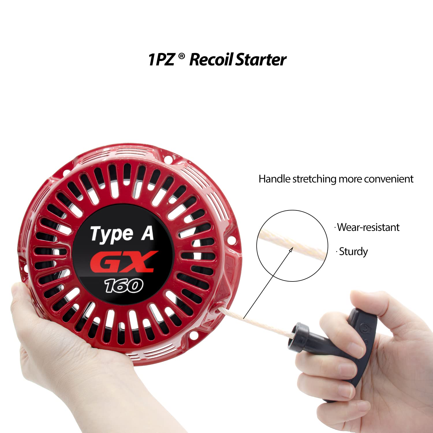 1PZ GX1-EN3 Recoil Pull Starter Replacement for Honda GX120 GX160 GX200 5.5 HP 6.5 HP Engine 28400-ZH8-013YA