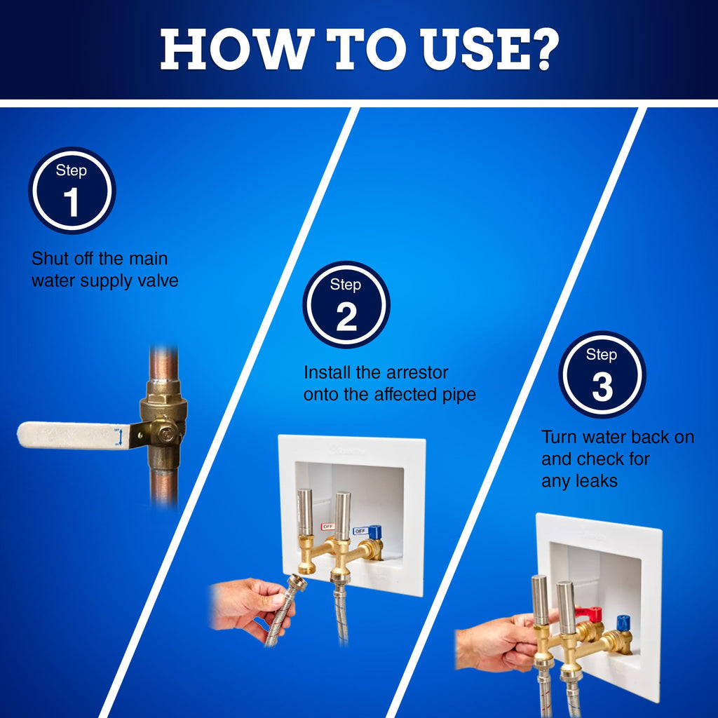 New Age America® AquaFlow 360™ 2pcs Hammer Arrestor | Straight | Washing Machine | 3/4" Male GHT & 3/4" Swivel Female GHT | 304 Stainless Steel & Brass