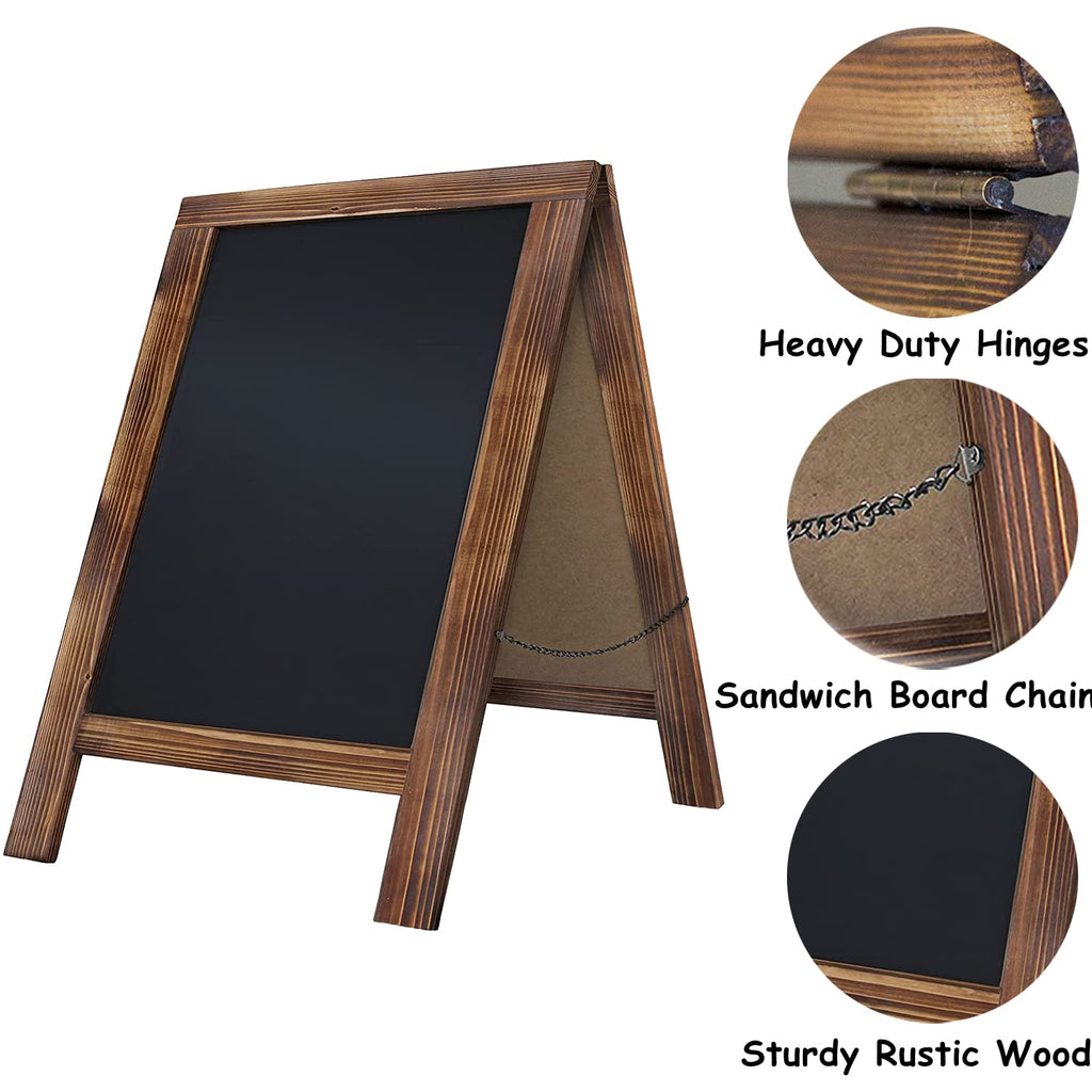 Double Sided Chalkboard Sign Tabletop Chalk Board Easel Sign, 10" x 14" Countertop Rustic Menu Food Board for Kitchen, Bar and Restaurants(Torched Brown)