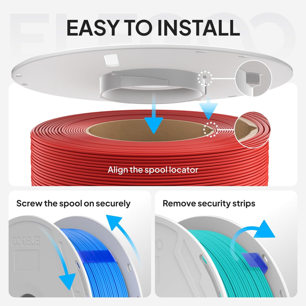 ELEGOO PLA Basic Filament with Reusable Spool White 1KG,1.75mm PLA 3D Printing Filament 2.2lbs High Dimensional Accuracy, Easy Installation Detachable Spool Fits for Most 3D Printers