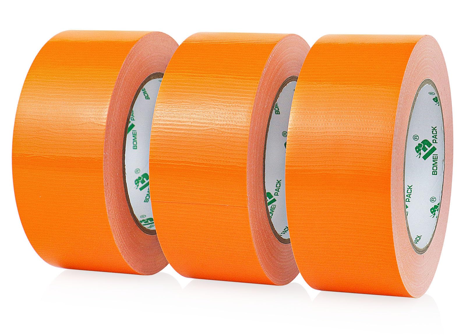 BOMEI PACK Orange Duct Tape, 3Rolls Heavy Duty Strong Industrial Color Duct Tape 9mil x 1.88inch x 30yds for Packing and Repairing