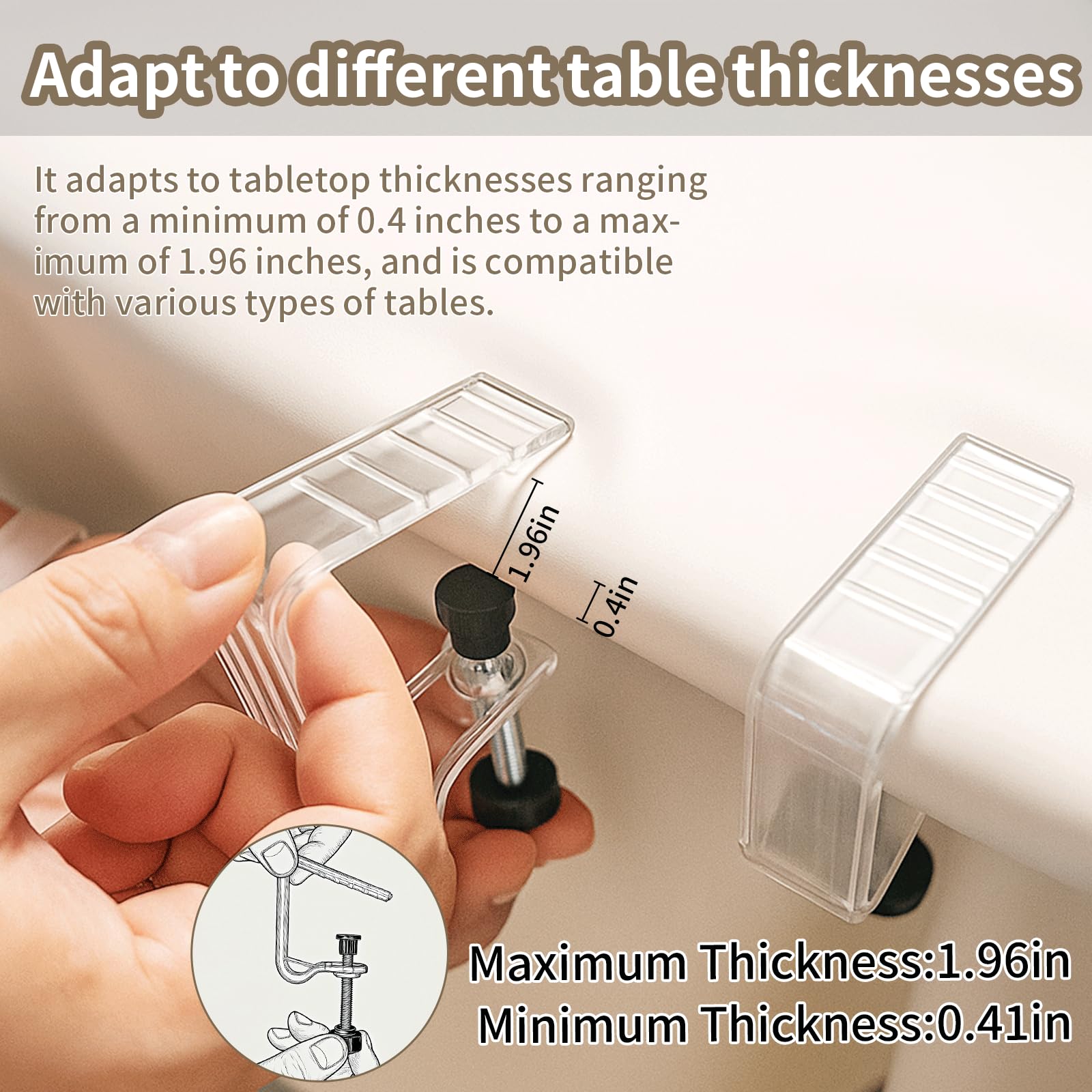 12 Piece Adjustable Tablecloth Clips with Strong Clamping Force to Prevent Slippage. Damage-Free Table Cloth Holder Clips , Easy to Install, Suitable for Tables with Thickness Between 0.4-1.96 Inch.