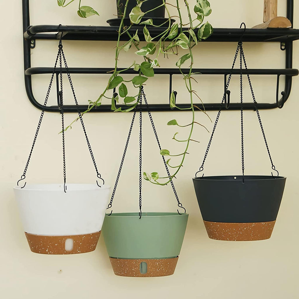 ZMTECH Hanging Planters for Indoor Plants, Hanging Baskets, Plant Hanger 2 Pack 8 Inch Gray with Iron Chain Hook, Indoor Outdoor, Living Room Bedroom Balcony Porch Patio