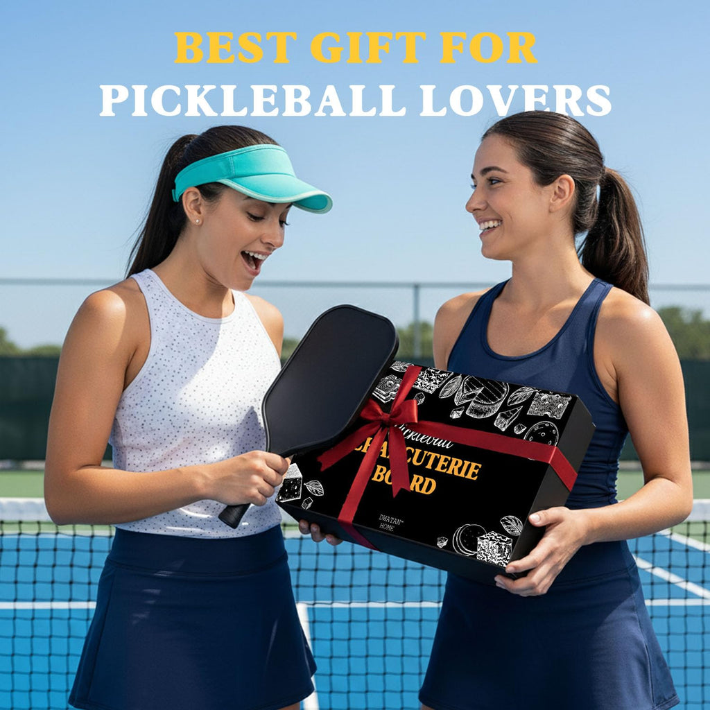 Pickleball Charcuterie Board, Funny Valentine's Day Pickleball Gifts for Men and Women, Pickleball Platter, Handcrafted Wood Tray with Paddle Shape and Built-in Handle