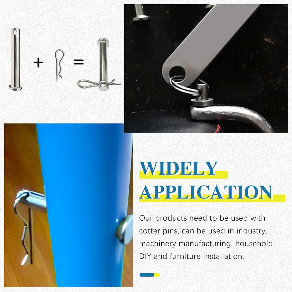 Glarks 96Pcs 12 Sizes 304 Stainless Steel Flat Head Single Hole Clevis Pins Assortment Kit