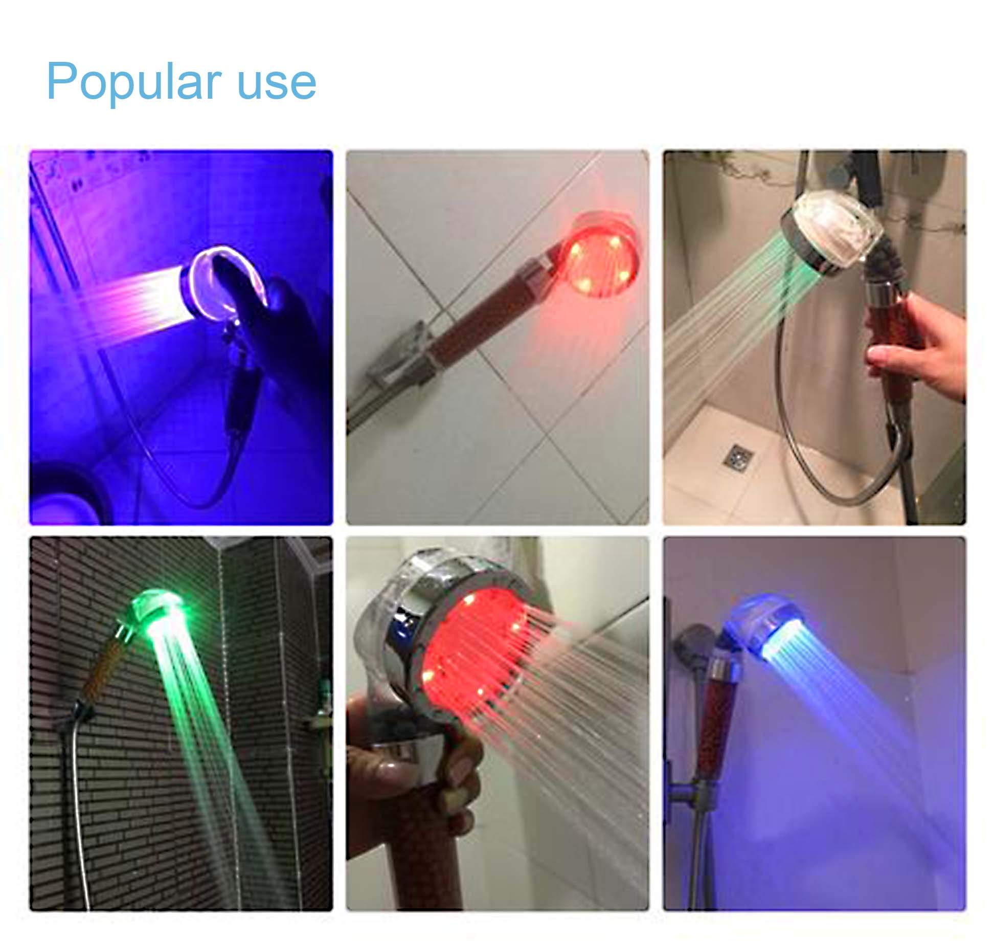 Shower Head, High Pressure Boosting Water Saving, Led Shower Head with 7 Colour Changing, Handheld Shower with Ionic and Stone Filter for SPA