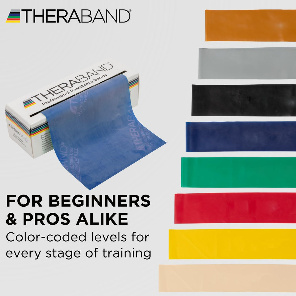 TheraBand Resistance Bands, 6 Yard Roll Professional Latex Elastic Band For Upper & Lower Body, Core Exercise, Physical Therapy, Pilates, Home Workouts, Rehab, Blue, Extra Heavy, Intermediate Level 2