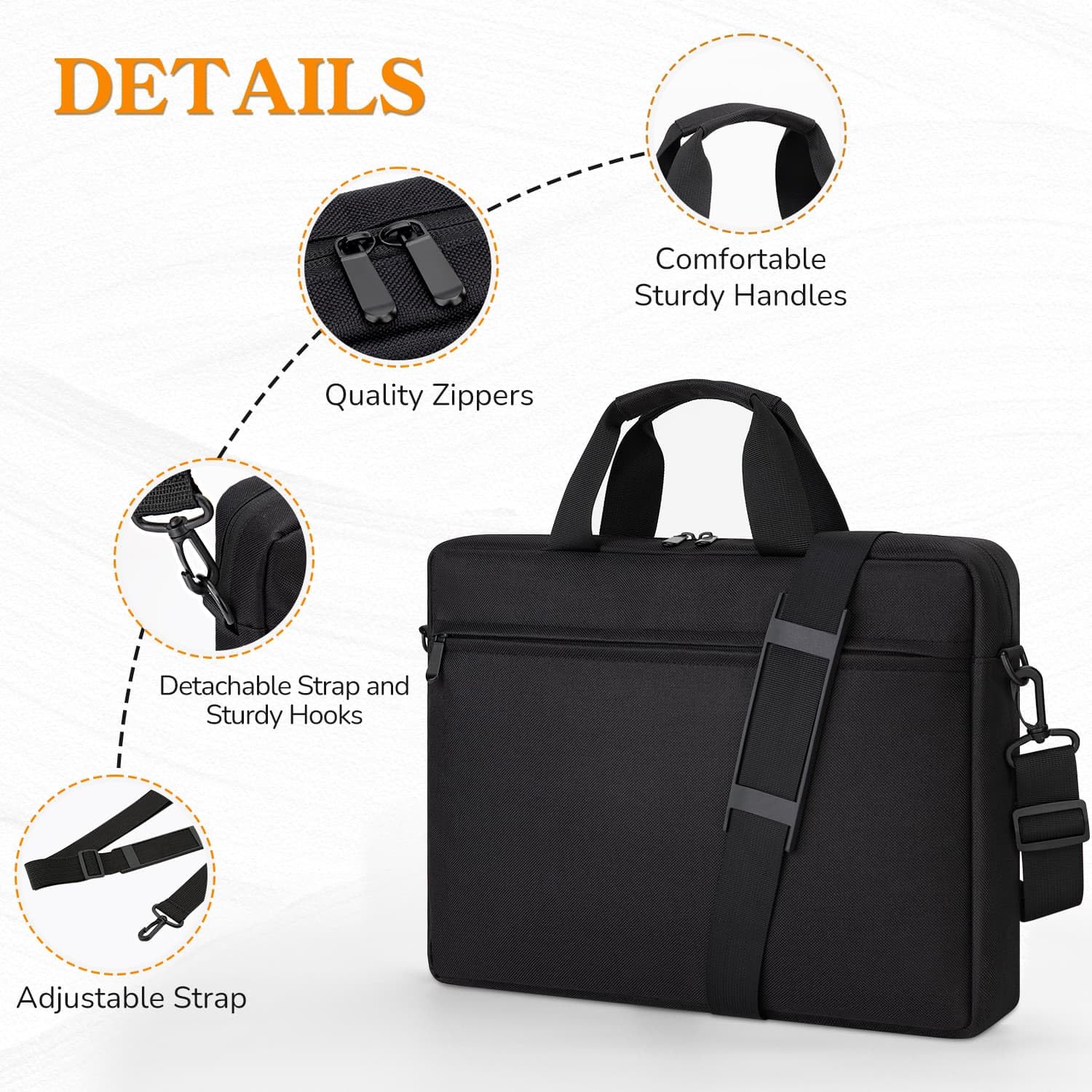 HEDUGO Laptop Bag Case 15.6 Inch Computer Sleeve Messenger Bag with Adjustable Shoulder Strap Briefcase Carry Case for Men Women to Work School Travel,Fit 14 to 16 Inch Laptops