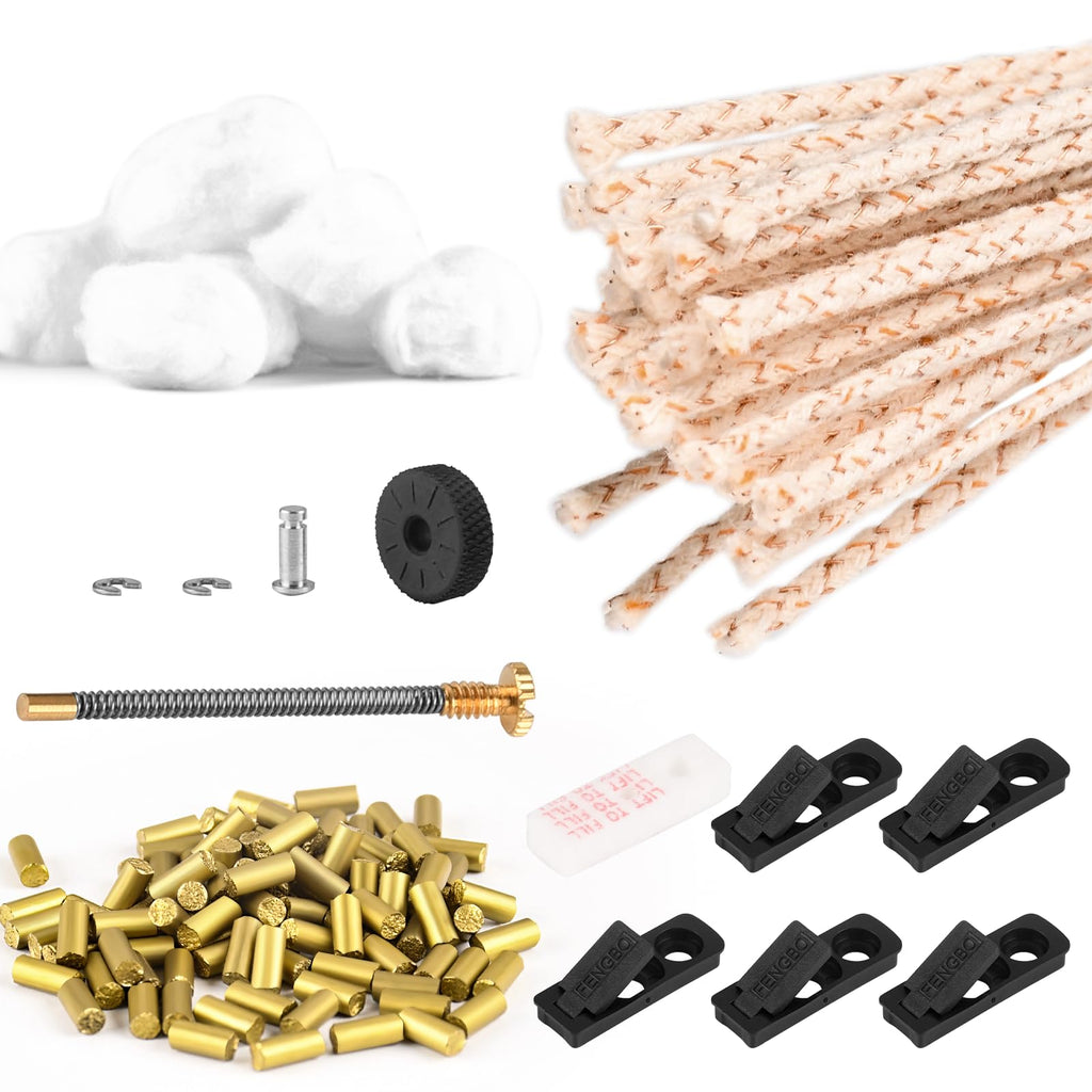Universal Lighter Replacement Repair Kit Pack for Petrol Gas Fluid Lighter (Flint, Spring & Base Plate, Flint Wheel, Cotton, Wick and Felt Pad)