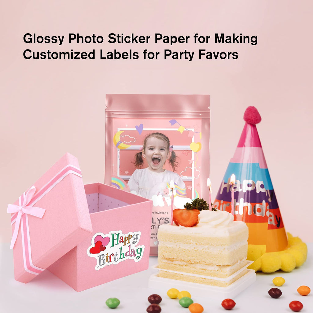 Koala Printable Glossy Sticker Paper for Inkjet Printer, White, 8.5x11 Inch Self-Adhesive Photo Sticker Printer Paper, (120 Sheets)