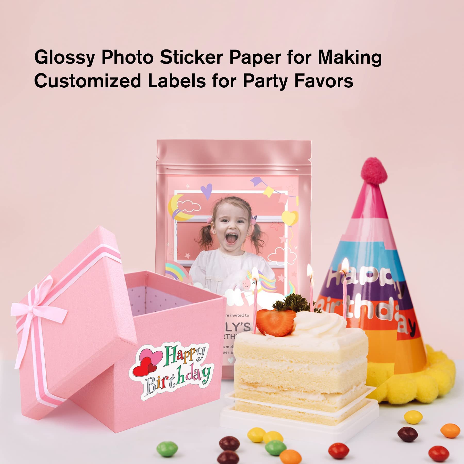Koala Printable Glossy Sticker Paper for Inkjet Printer, White, 8.5x11 Inch Self-Adhesive Photo Sticker Printer Paper, (120 Sheets)