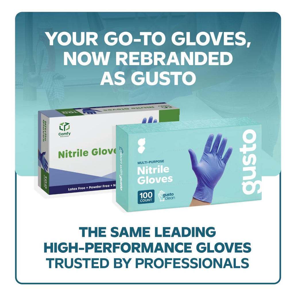 GUSTO [200 Count] Blue Nitrile Gloves, Disposable Gloves - 4 Mil, Latex & Rubber Free, Non-Sterile Powder Free Gloves - X-Large [Formerly Comfy Package]