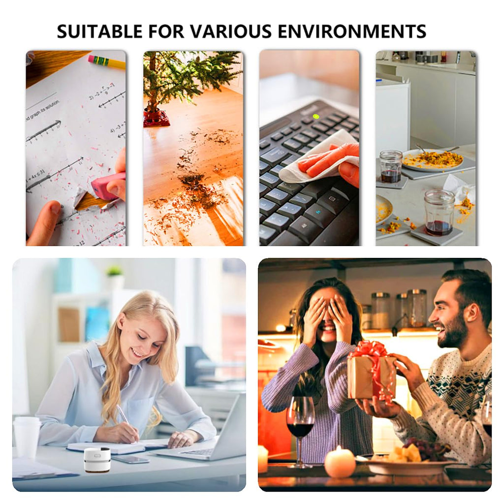 TRZLIFE Desk Vacuum Cleaner, Cordless Mini Table Vacuum Powered by Two AA Batteries Must-Have Office Desk Accessory Sucks up Tiny Items Crumbs from Desktop Drawer Countertop Ideal Gift