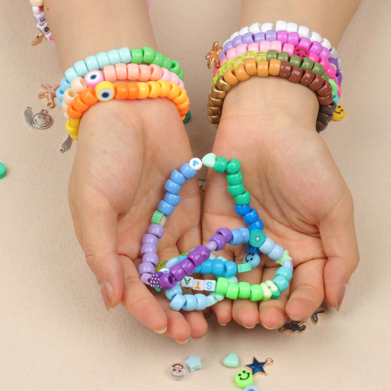 Song Xi 3500pcs Pony Beads for Bracelets, Friendship Bracelet Kit Included Letter Beads, Kandi Bead, Number Charm Bracelet Beads, Elastic Strings, Bracelet Making Kit Crafts for Adults