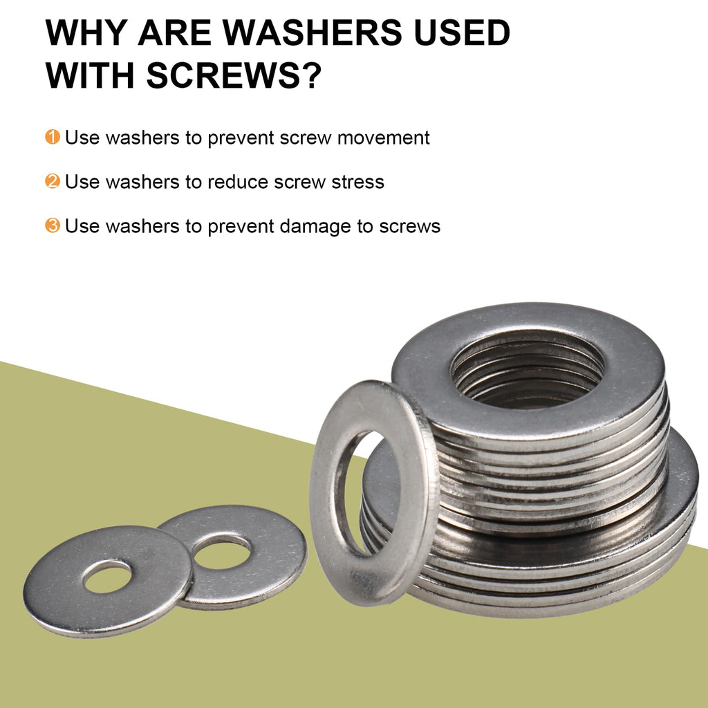 Toolly Large Penny Fender Washers, 225 Pieces 15 Sizes Alloy Steel Flat Washers Set Washers Hardware Assortment -M3 M4 M5 M6 M8 M10 M12