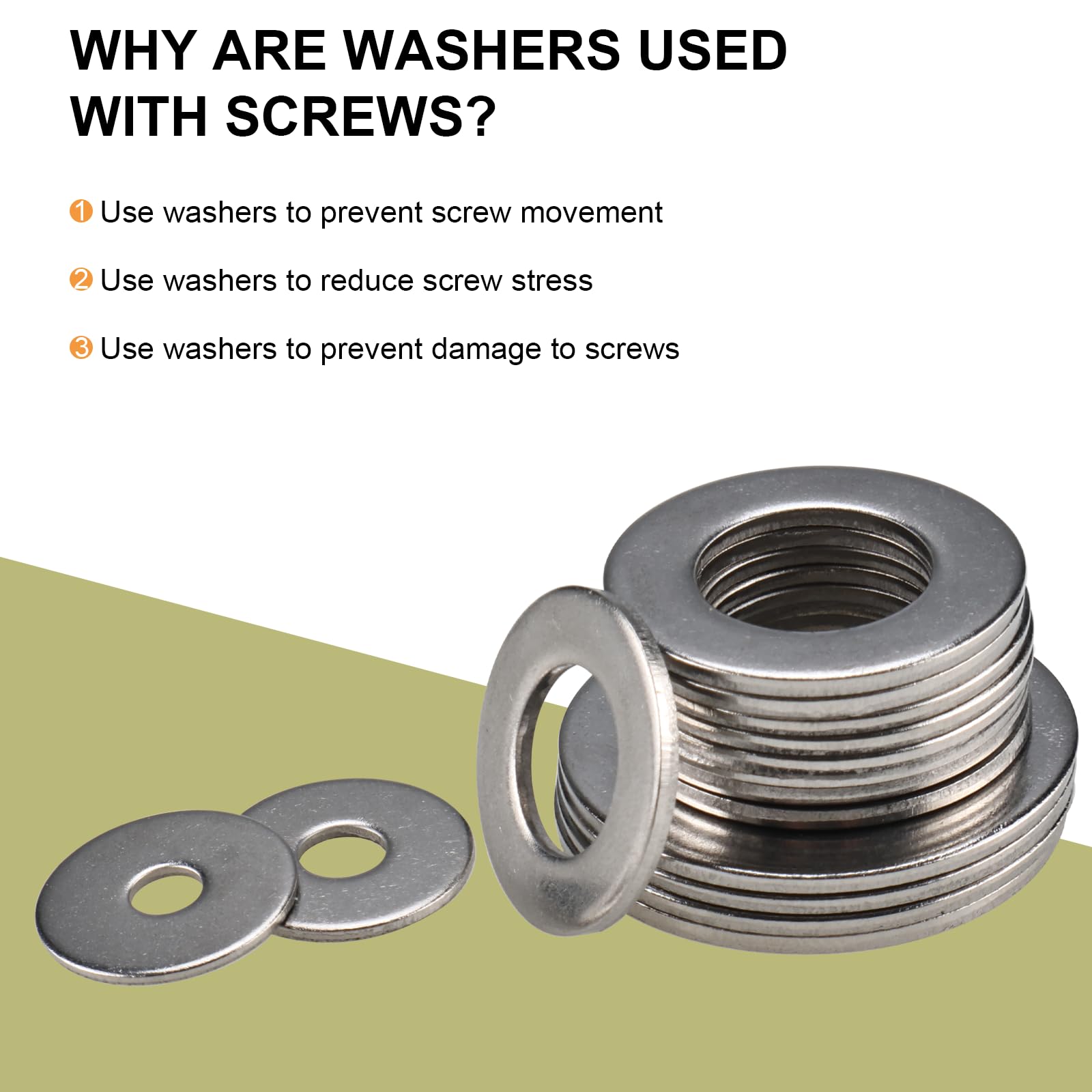 Toolly Large Penny Fender Washers, 225 Pieces 15 Sizes Alloy Steel Flat Washers Set Washers Hardware Assortment -M3 M4 M5 M6 M8 M10 M12