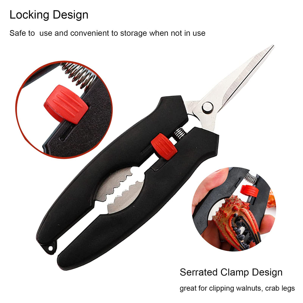 BLBYHO Seafood Tool Set, Crab Lobster Seafood Scissors, Crab Leg Scissors 3 Pack with Crab Leg Forks 3 Pack