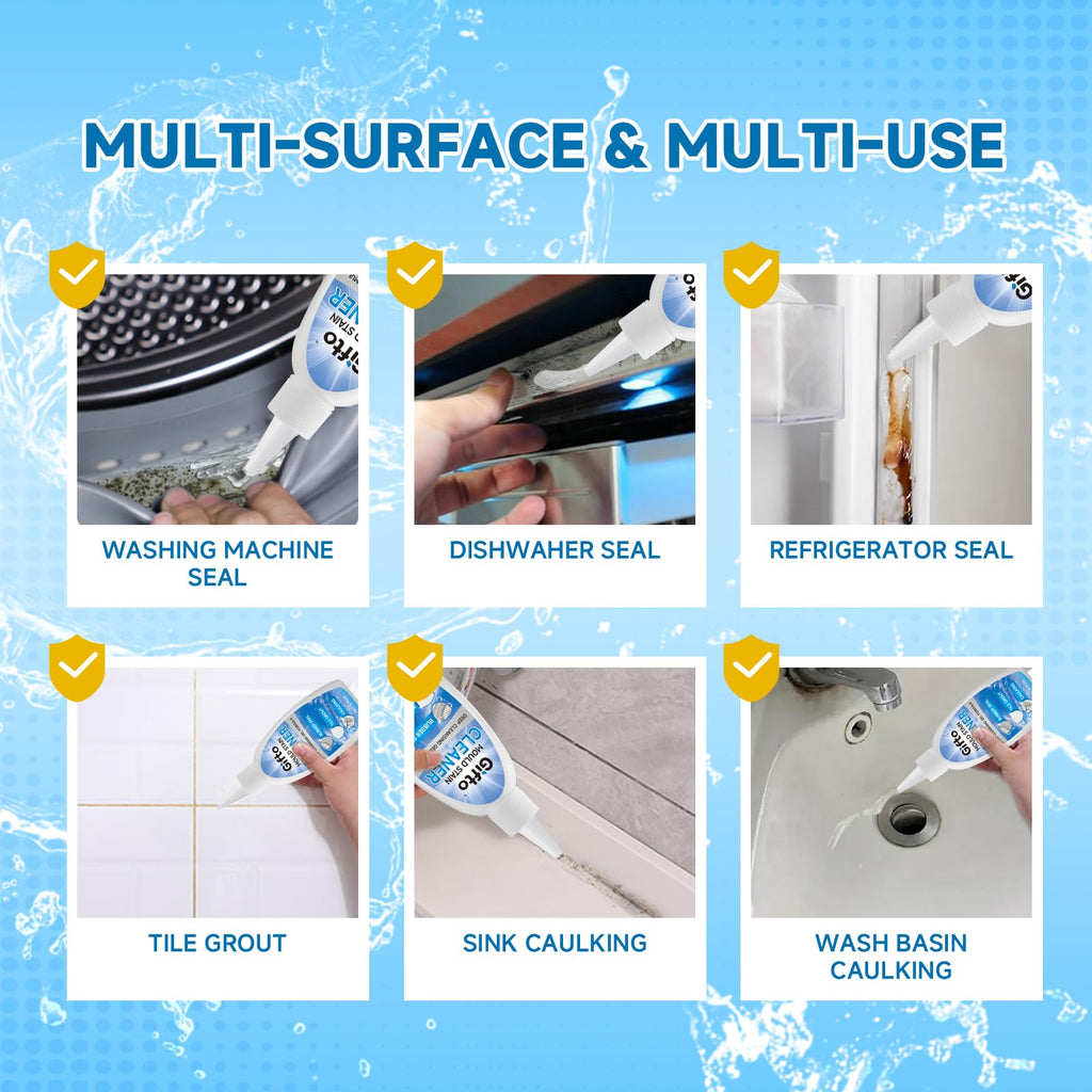 Mould Stain Remover Gel, 2-Pack Grout Cleaner Bathroom Whitener, Mould Remover Washing Machine Cleaner, Non-Toxic Washer Cleaner for Shower Sink Tile Toliet