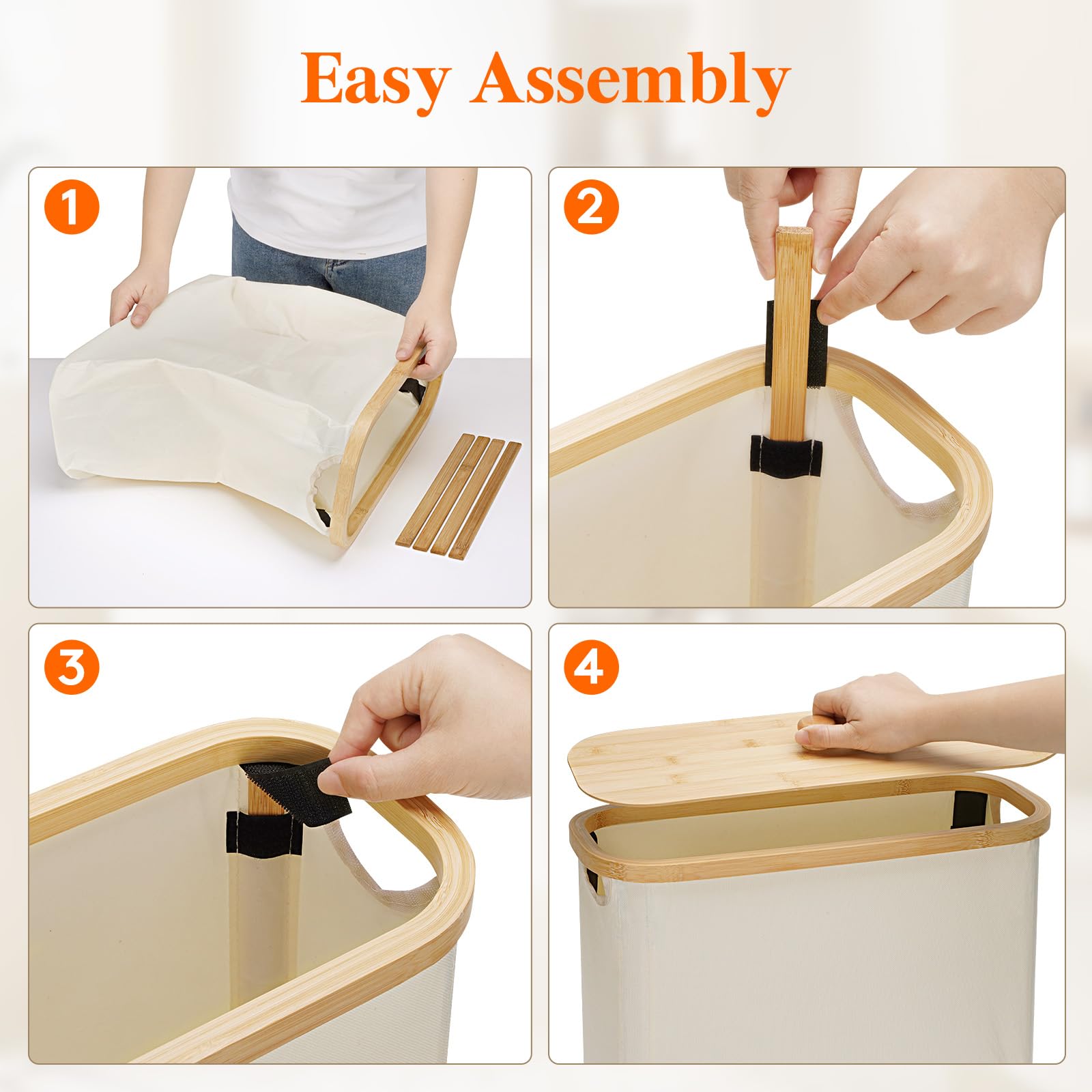 Lifewit Toilet Paper Storage Holder for 12 to 16 Rolls, Free Standing Toilet Paper Basket Stand with Bamboo Lid, Collapsible Fabric Bathroom Organizer Box for Mega Rolls, 30L, Extra Large, White