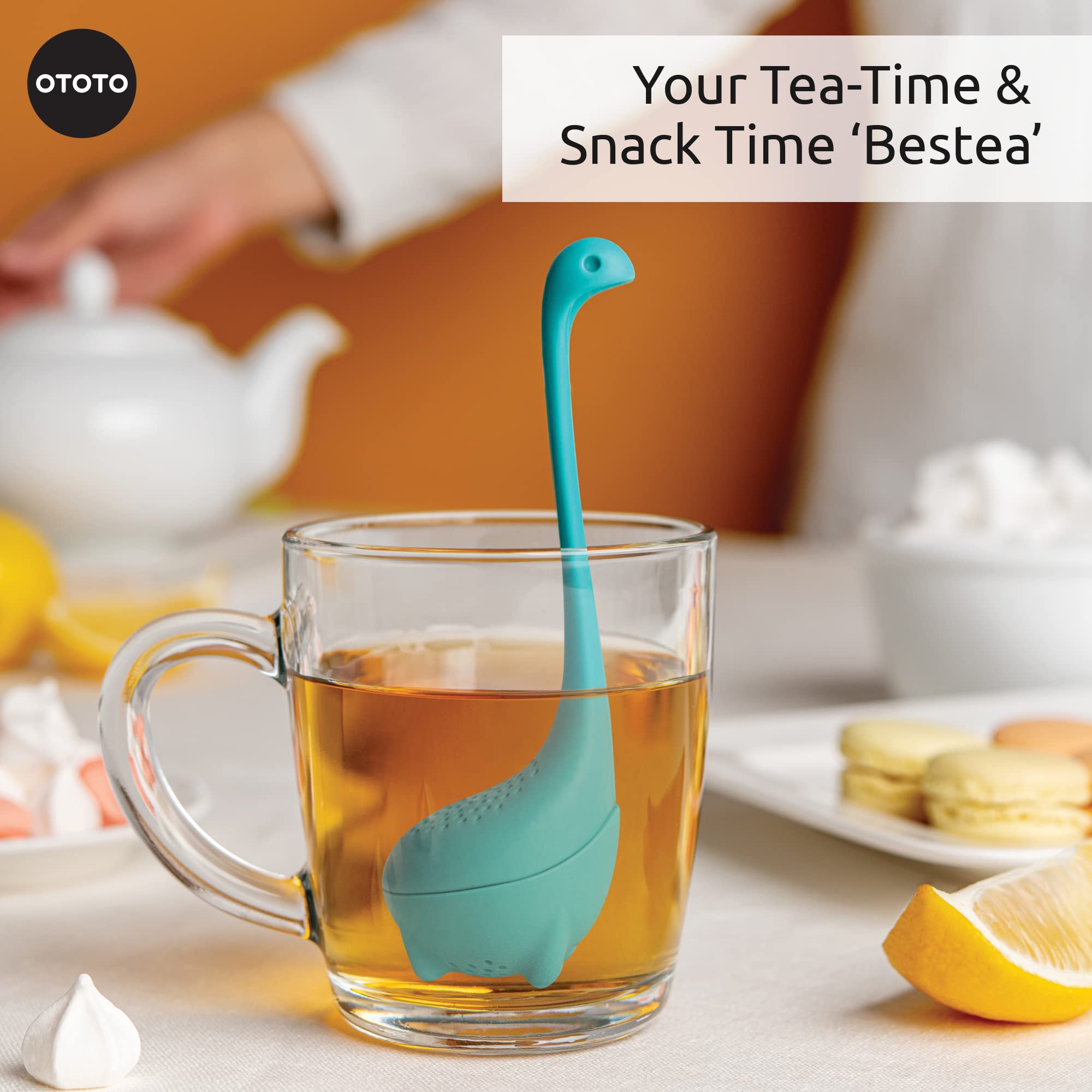 Silicone Tea Infuser by OTOTO - Dinosaur Tea Steeper, Tea Accessories, Loose Leaf Tea Infuser, Tea Strainer, Cute Gifts, Infuseur à Thé (Turquoise)