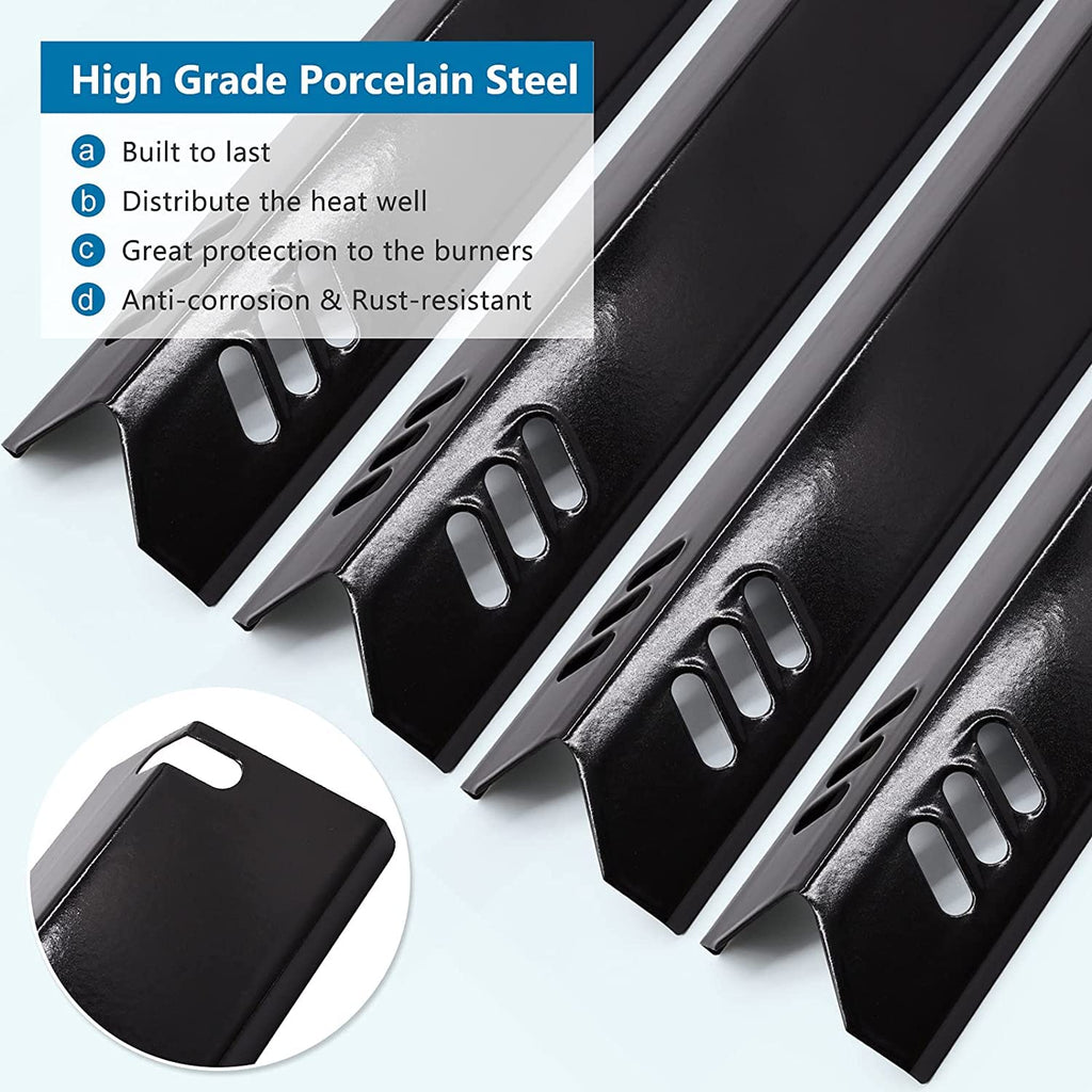 Criditpid 15 inch Porcelain Grill Heat Shields Replacment for Dyna-Glo DGF510SBP, DGF493BNP, Set of 4 Barbeque Grill Heats for Backyard Grill Replacement Parts BY15-101-001-02 BY13-101-001-13 GBC1460W