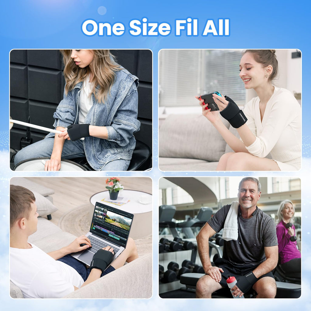 ONLYCARE Wrist Ice Pack Wrap for Carpal Tunnel Relief, Soft Gel Hot Cold Therapy Wrist Brace, Hand & Thumb Freeze Sleeve for Hand Injuries, Achilles Tendonitis, Tenosynovitis