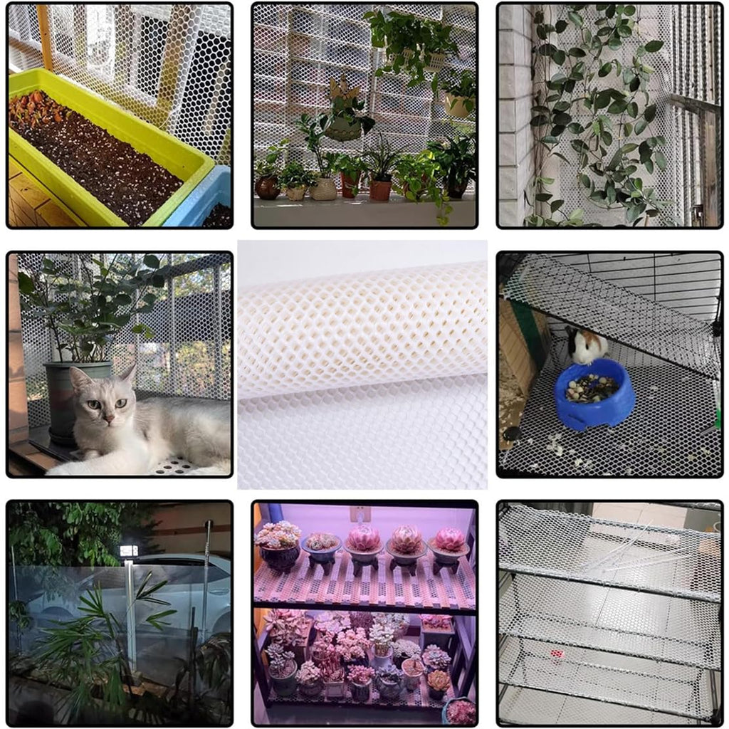 Plastic Fence Barrier Chicken Wire Mesh Fencing 11.81IN x 10FT Hexagonal Poultry Netting, Safety Fences Roll with 25Pcs Cable Ties for Gardening