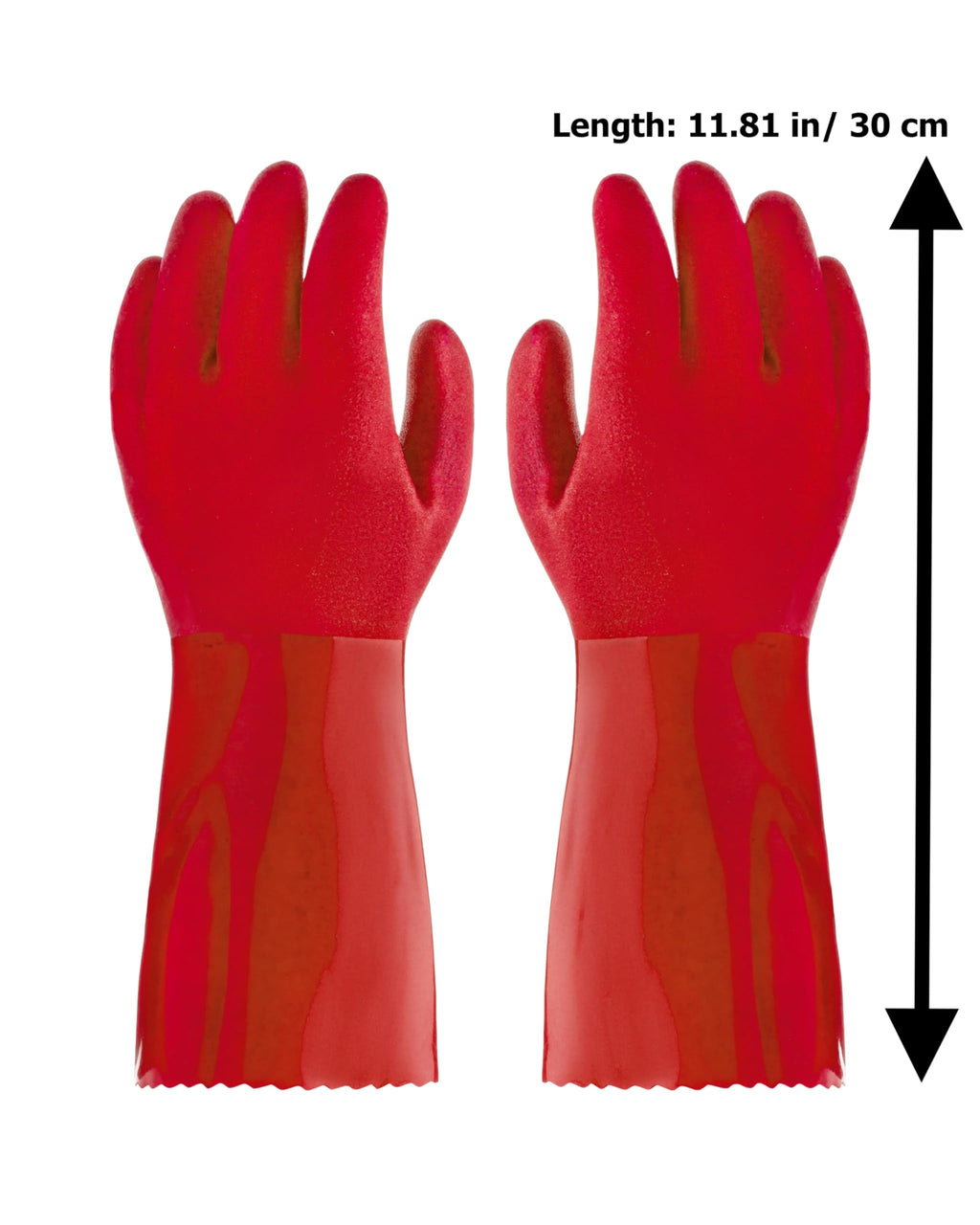 Kitchen-Star Ultimate Rubber Household PVC Gloves with Comfortable Cotton Lined, Anti-Slip surface, Kitchen Dishwashing, Extra Thickness, Kitchen Cleaning, Working, Painting, Pet Care (Size Medium, Red)
