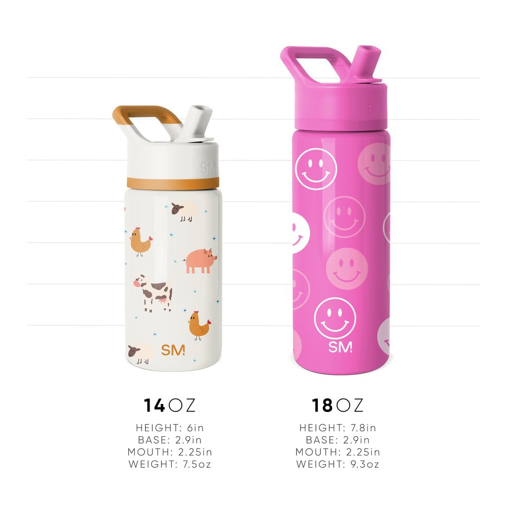 Simple Modern Kids Water Bottle with Straw | Insulated Stainless Steel Reusable Tumbler for School, Girls, Boys | Summit Collection | 14oz | Unicorn Rainbows