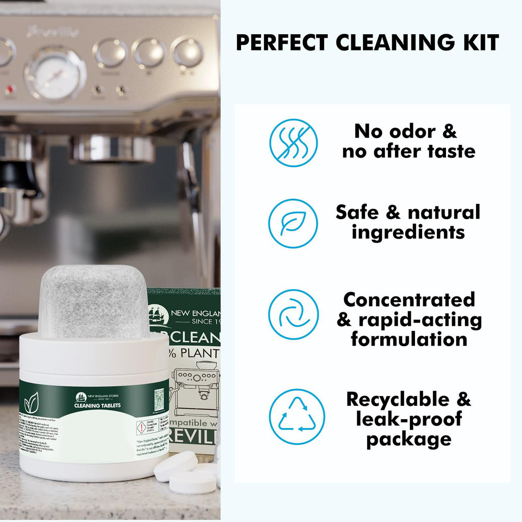 6 Pack Breville Compatible Charcoal Filters with 52 Cleaning Tablets, 1 Year Breville Compatible Maintenance Kit, Espresso Machine Clean Kit for Breville Barista Pro, Breville Infuser and more