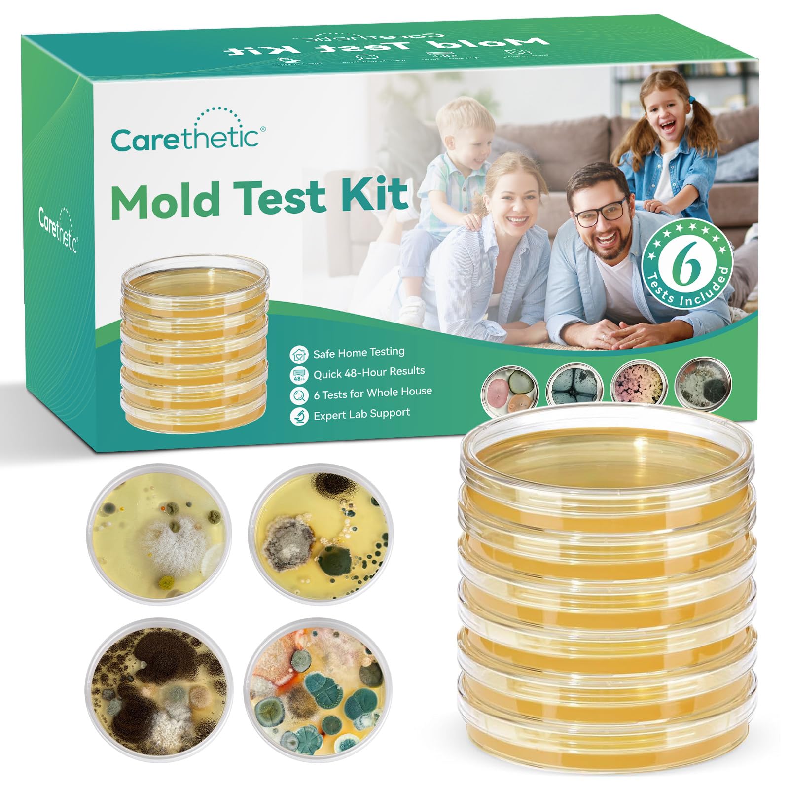 Carethetic Mold Test Kit for Home - 6 DIY Tests Included for Air, Surface & HVAC, Lab Analysis & Expert Consultation