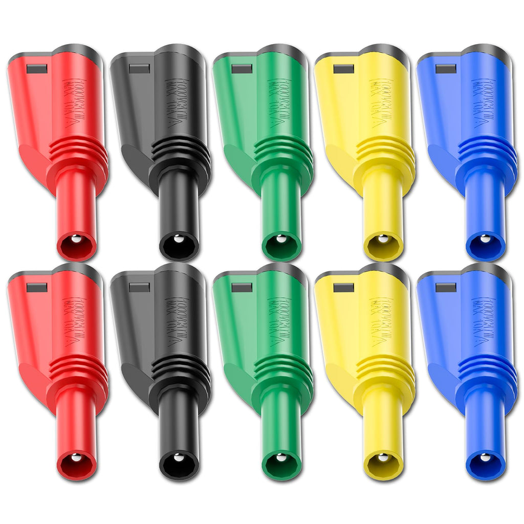 Goupchn 4mm Stackable Shrouded Banana Plugs Safety Fully Insulated Solderless Screw Fixation DIY Connectors 5 Colors
