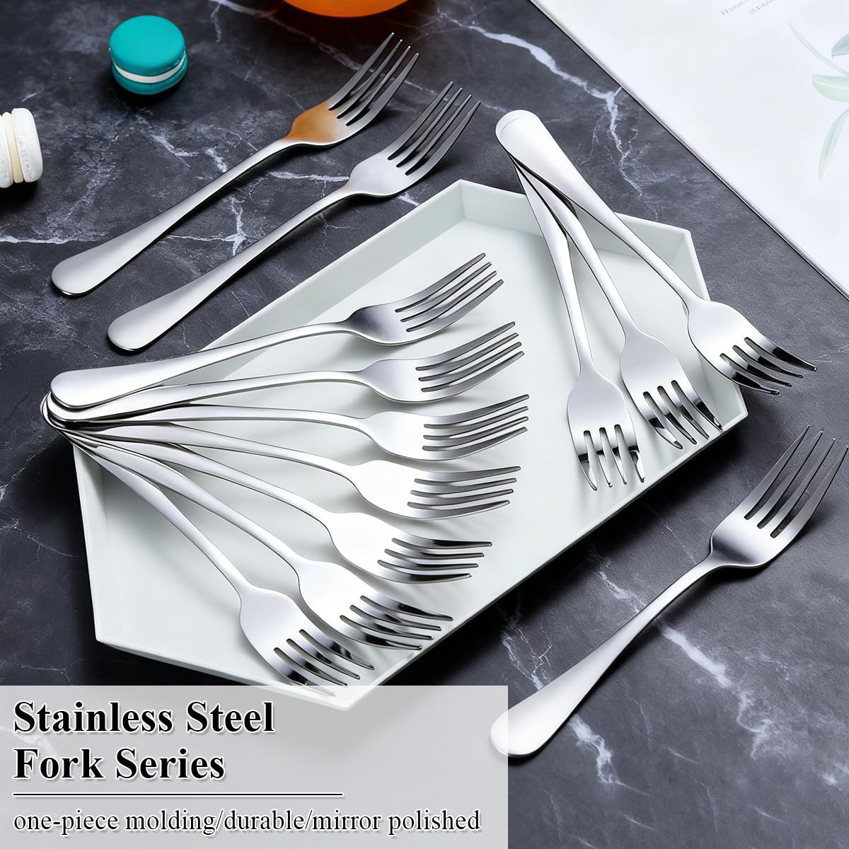 Berglander Dinner Forks Set of 24, Stainless Steel 18.5cm Table Forks for Home, Cafés, Hotel, Restaurant, Dishwasher Safe