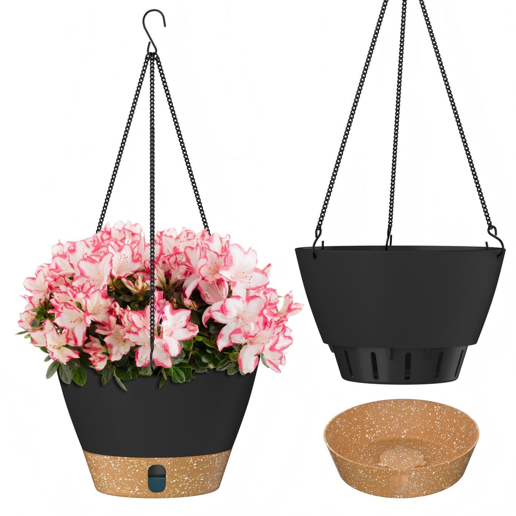 ZMTECH Hanging Planters for Indoor Plants, Hanging Baskets, Plant Hanger 2 Pack 8 Inch Gray with Iron Chain Hook, Indoor Outdoor, Living Room Bedroom Balcony Porch Patio