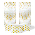 MATICAN 50-Count Paper Ice Cream Cups - 16-Oz Disposable Dessert Bowls with Gold Foil Polka Dots