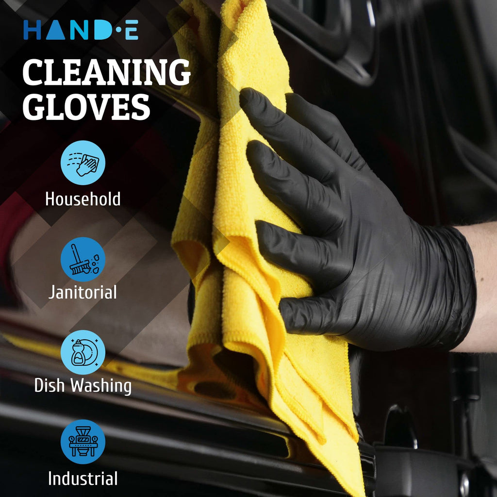 Black Nitrile Disposable Gloves Medium, 100 Count - BBQ, Tattoo, Hair Dye, Cooking, Mechanic Gloves - Powder and Latex Free Gloves