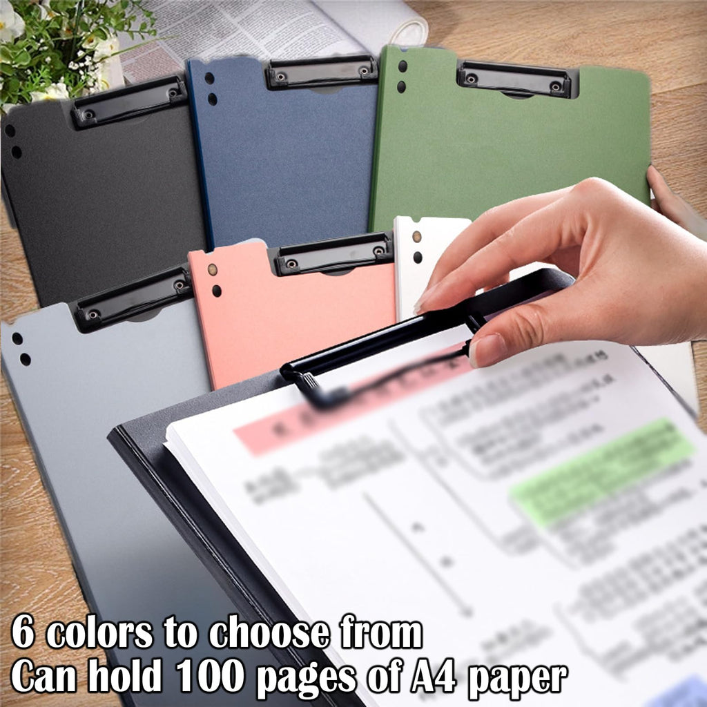 6 PCS Clipboard Folder, Plastic Clipboard Folder with Pocket A4 Durable Foldable Clip Board for Nurses Trainers Punchless Clamp Binder Clip Board with Cover for Classroom Office Field Work (Vertical)