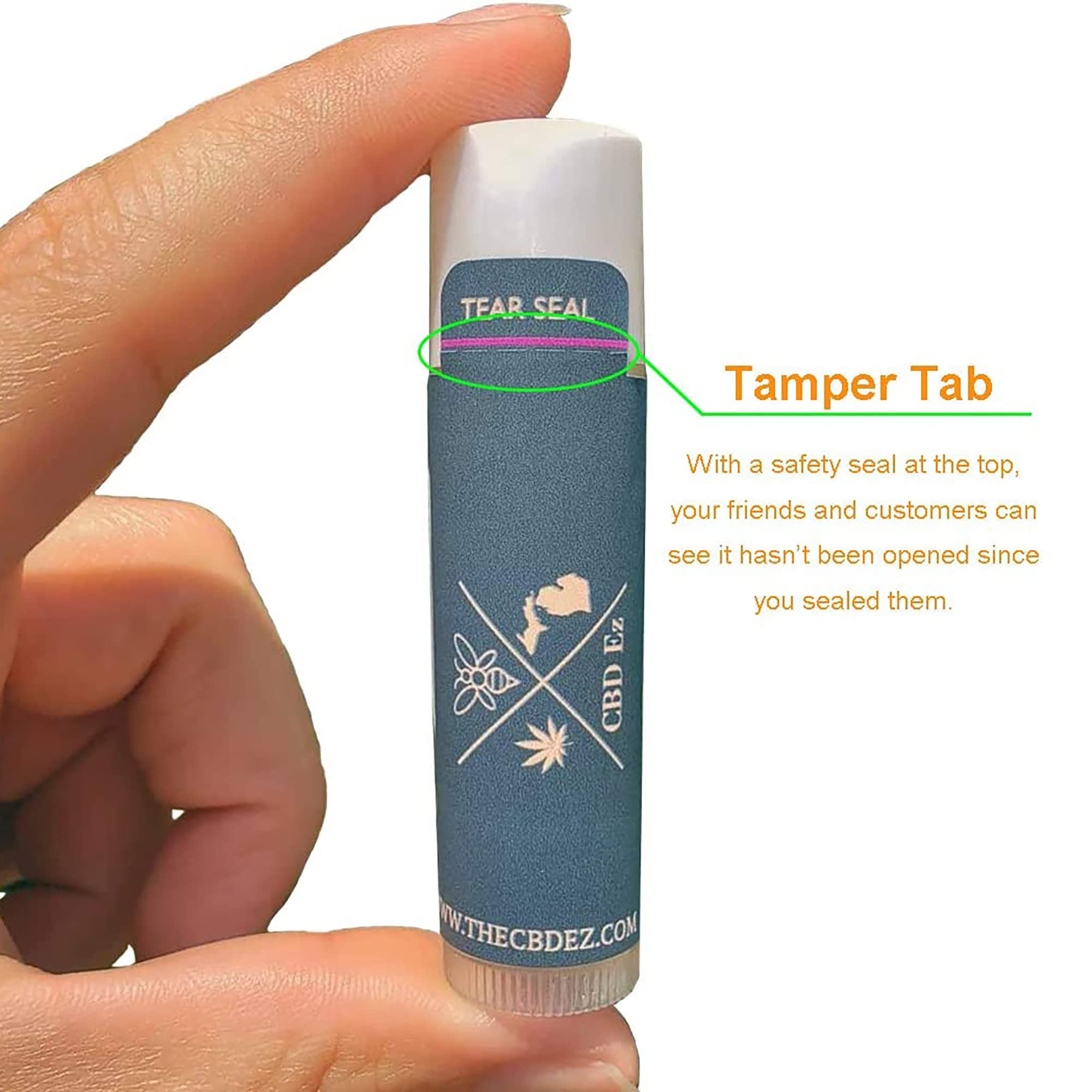 Mr-Label White Lip Balm Labels with Tamper Tab - Waterproof & Tear-Resistant - for Inkjet & Laser Printer - 2-3/16" x 2-1/8" on Letter Sheet (300 Labels)