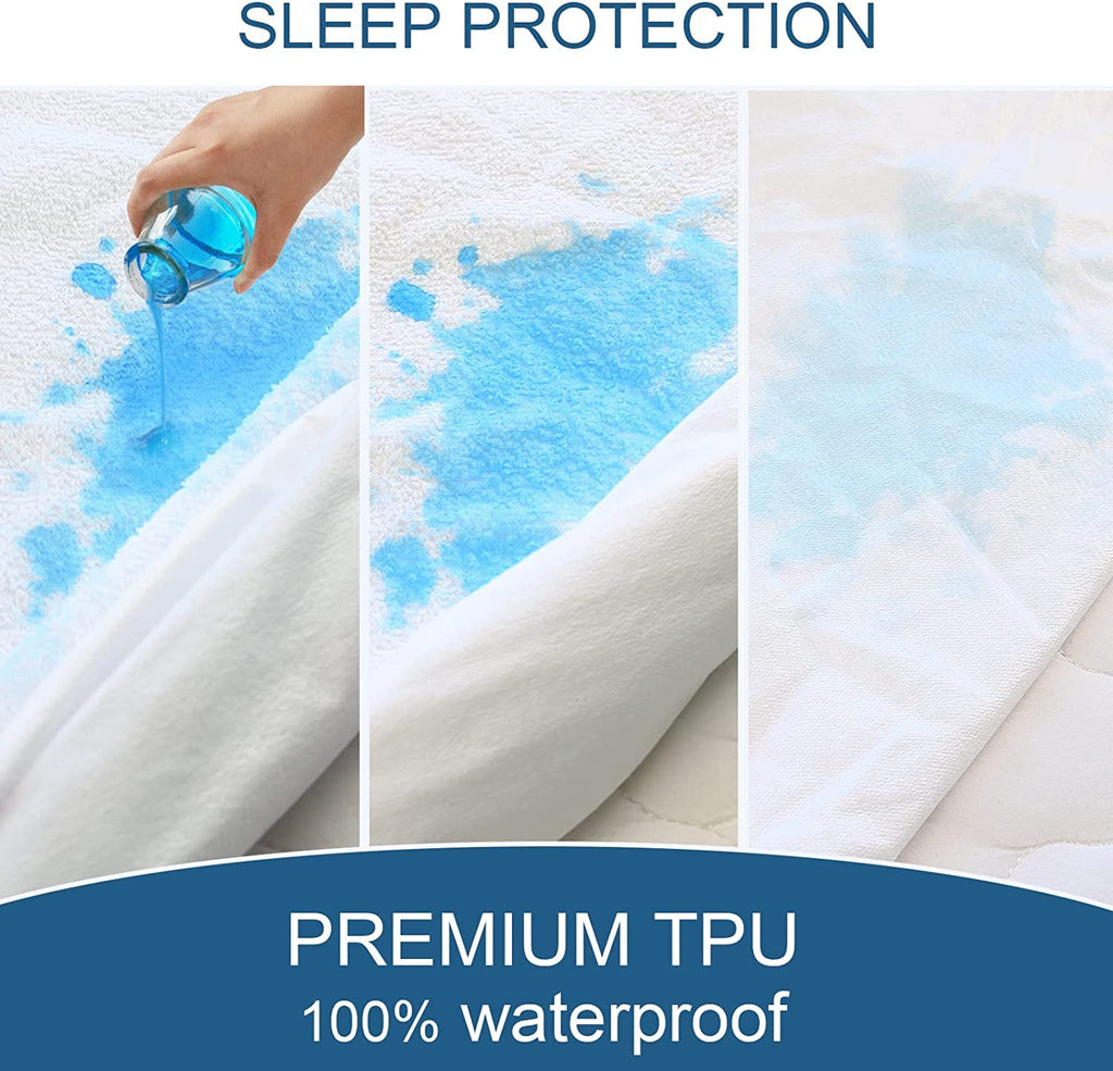 SPRINGSPIRIT 100% Queen Size Mattress Protector Waterproof Hypoallergenic Terry Mattress Cover, Ultra Soft and Breathable Queen Mattress Protector Noiseless, 18'' Depth Pocket (60 x 80inch)