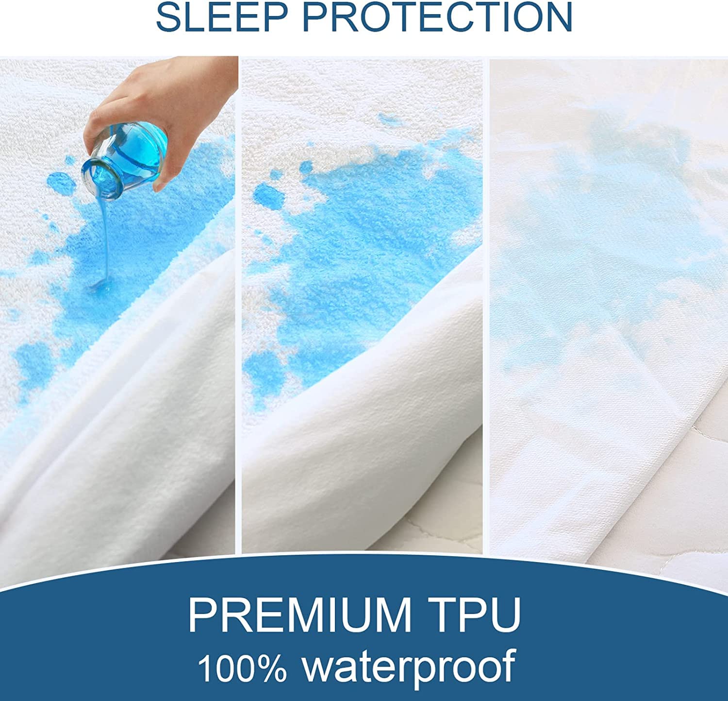 SPRINGSPIRIT 100% Queen Size Mattress Protector Waterproof Hypoallergenic Terry Mattress Cover, Ultra Soft and Breathable Queen Mattress Protector Noiseless, 18'' Depth Pocket (60 x 80inch)