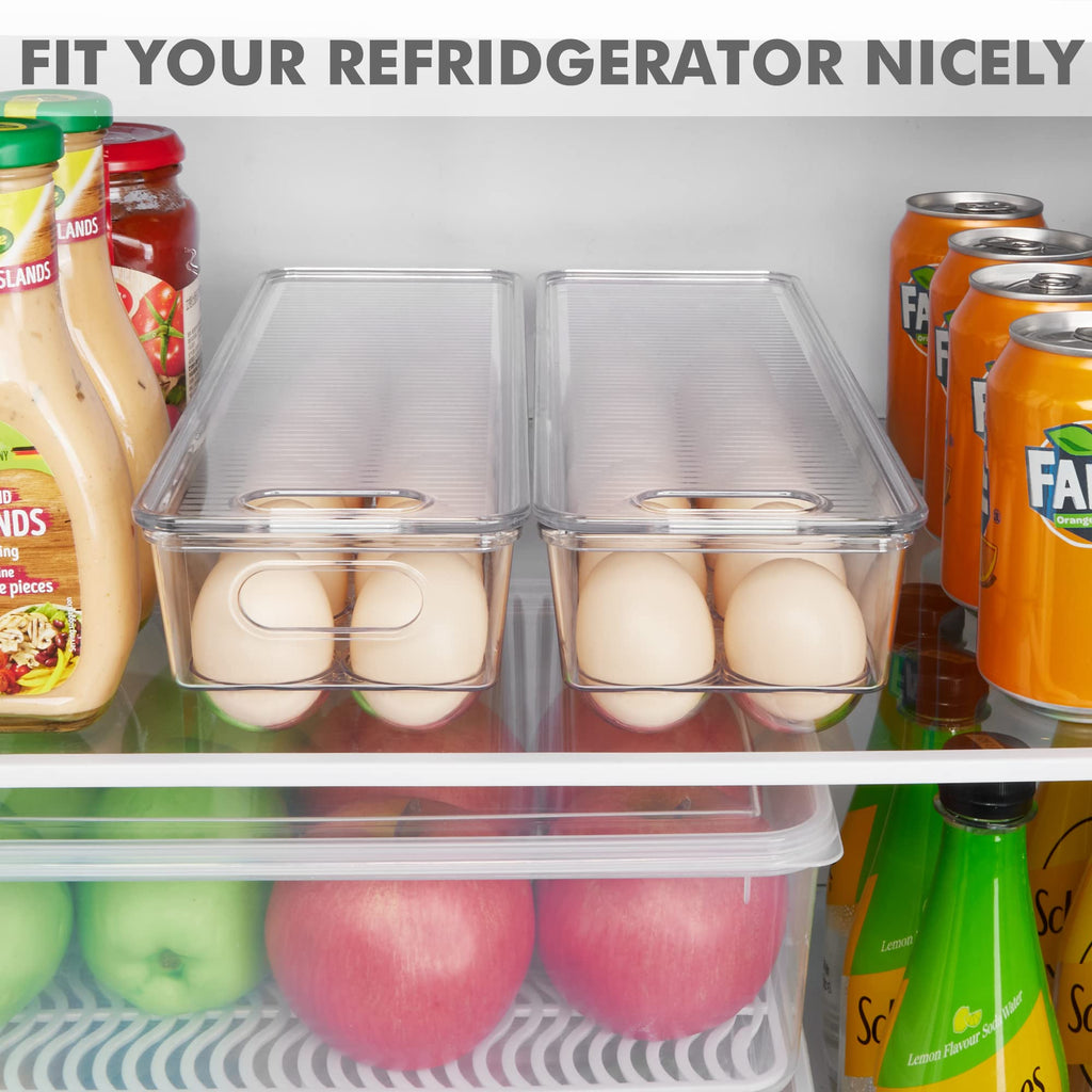 Vtopmart 2 Pack Egg Holder for Fridge, 14 Eggs Stackable Plastic Egg Tray with Lids, Egg Storage Container for Fridge(14 Eggs/2 PCS)
