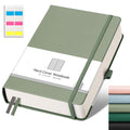 AHGXG Lined Journal Notebook for Work, A5 College Ruled Notebook with 320 Numbered Pages 100 GSM Thick Paper, Hardcover Leather Journal for Women Men Students, 5.7" x 8.3", Sage Green
