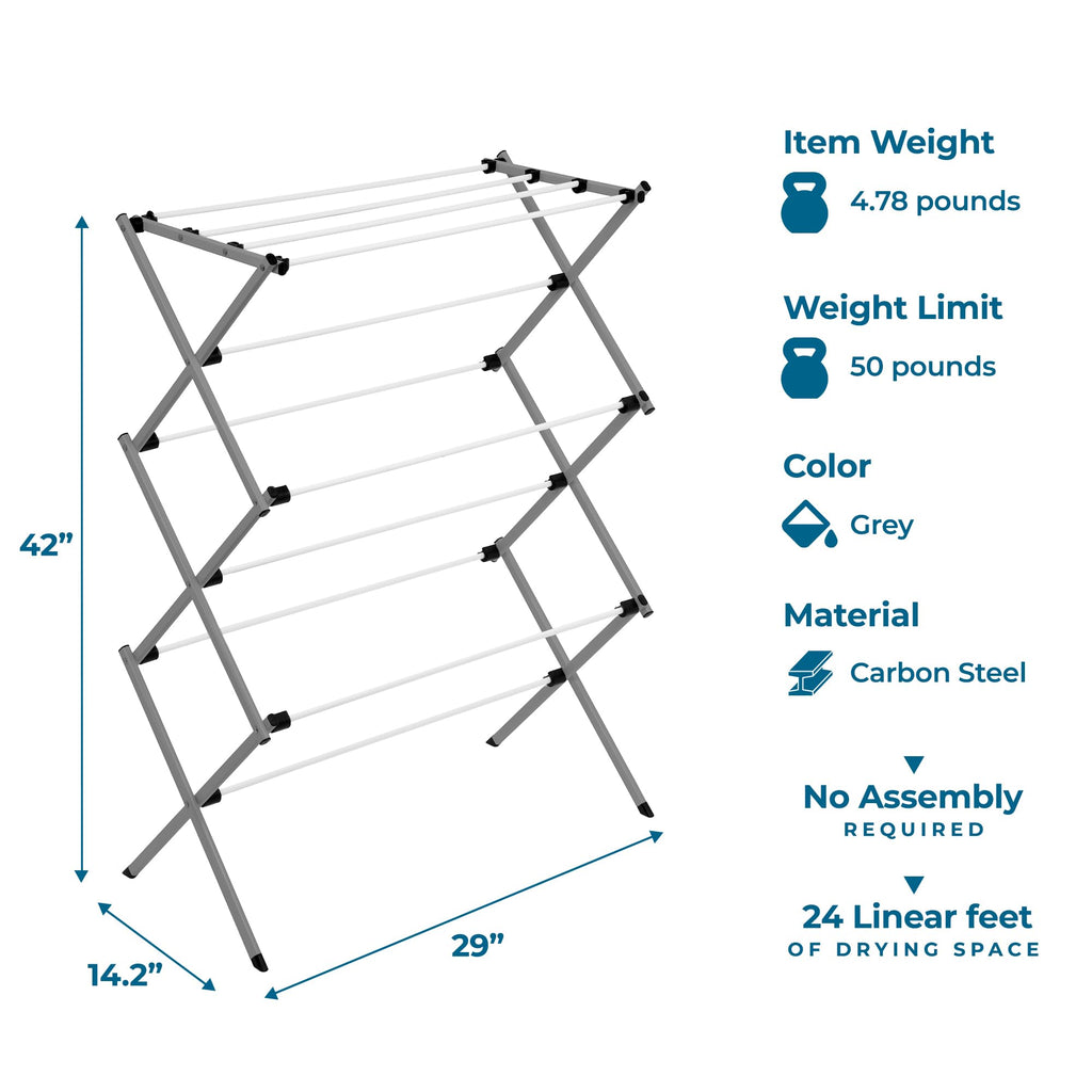 Honey-Can-Do DRY-09065 Collapsible Clothes Drying Rack Steel,White / Siver