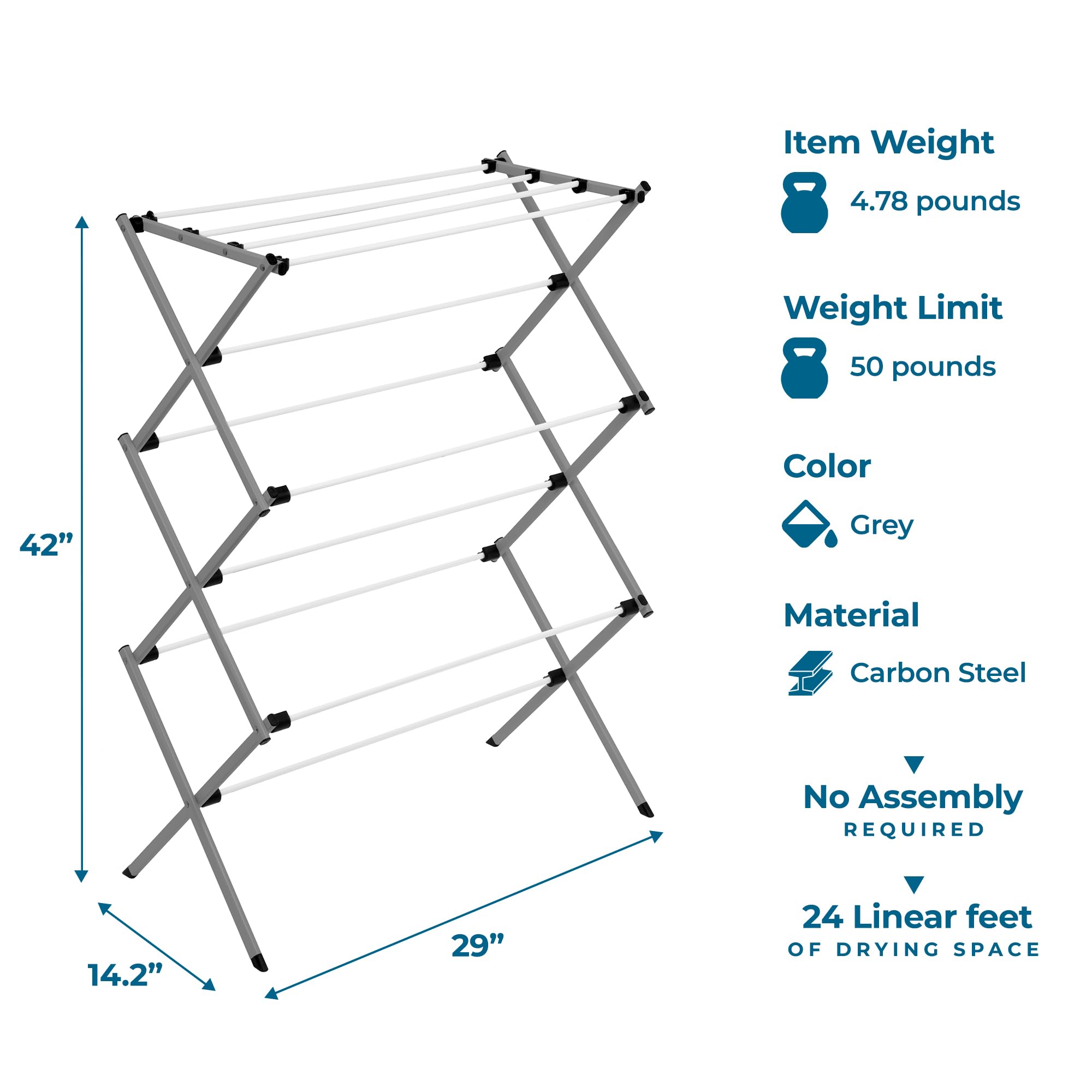 Honey-Can-Do DRY-09065 Collapsible Clothes Drying Rack Steel,White / Siver