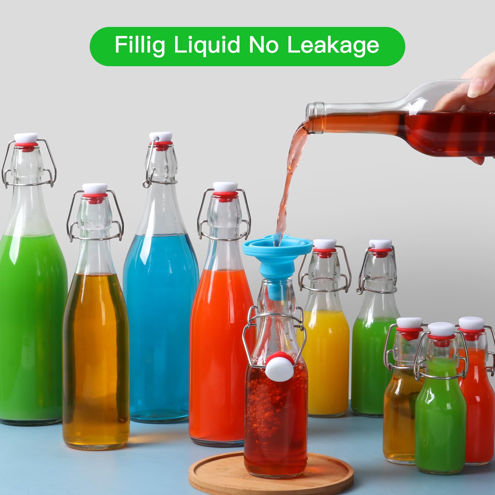 EkkoVla 12 Pack 8 oz Swing Top Glass Bottles, Flip Top Brewing Bottles with Airtight Rubber Seal Flip Caps for Kombucha, Beverages, Oil, Beer, Kefir, Vinegar, Wine