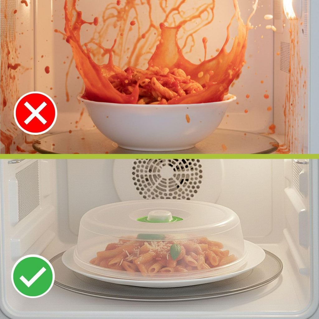 Flexzion Microwave Plate Covers Set of 5 - BPA-Free Microwave Cover with Adjustable Steam Vent, Dishwasher Safe Microwave Splatter Cover, Transparent Plastic Food Covers for Microwave Cooking