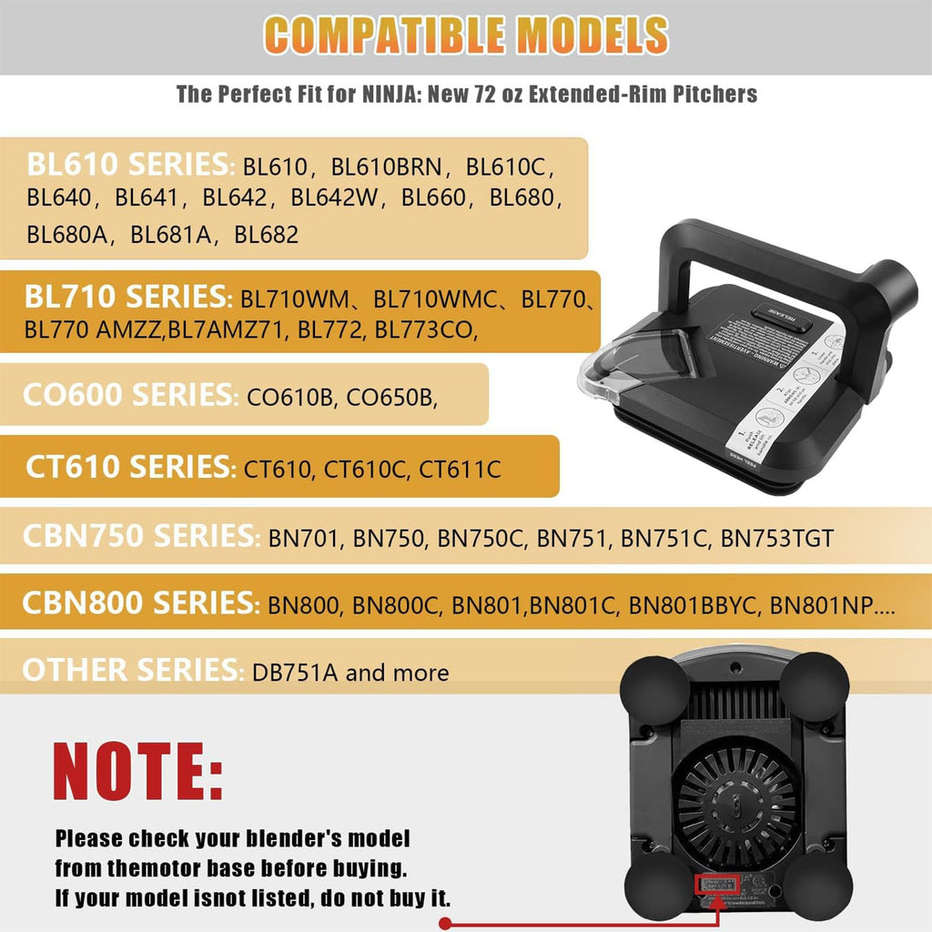 Lid Replacement for Ninja Blender 72 OZ Pitcher,Blender Top Locking Lid Cover Replace for Ninja BL770, BL770W, BL771, BL771C, BL772, BL772Q, BL773CCO, BL773CO, BL773REF, BL770AMZ